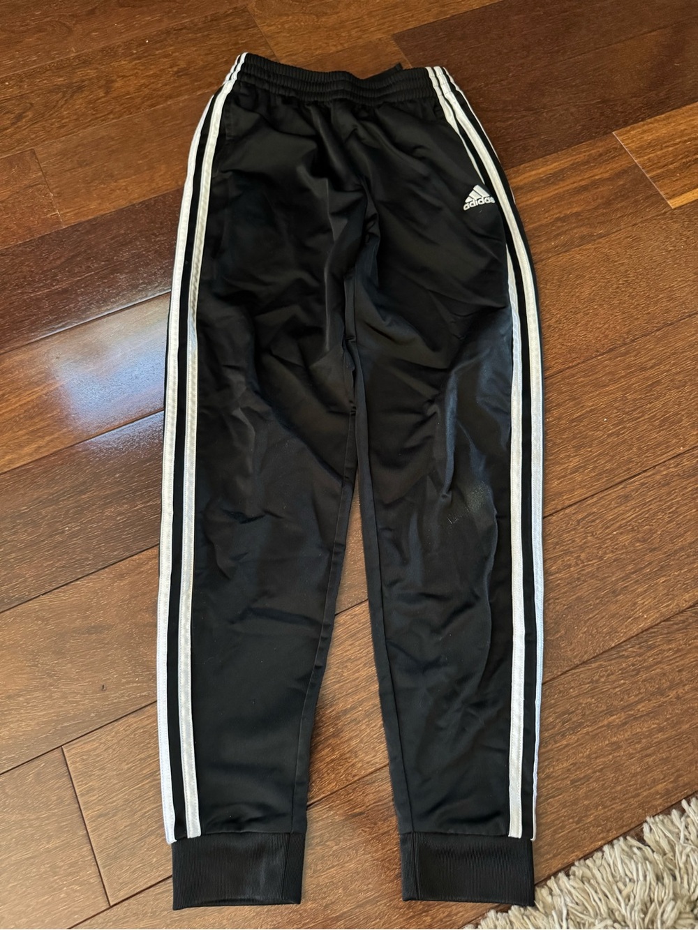 adidas Black Sweatpants with White Side Stripes - Kids